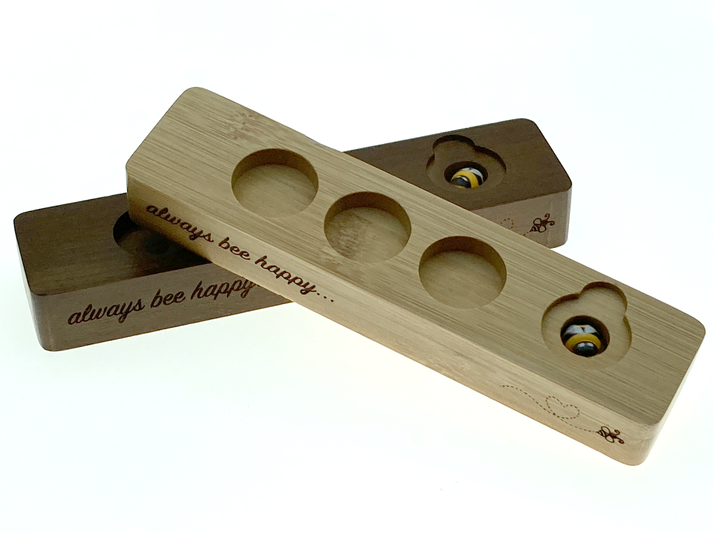 Bee Gift Set - Bee Revival Kit including Syrup, Bamboo Bottle Holder (with cute bee food tray) with 3 bottles filled with seeds