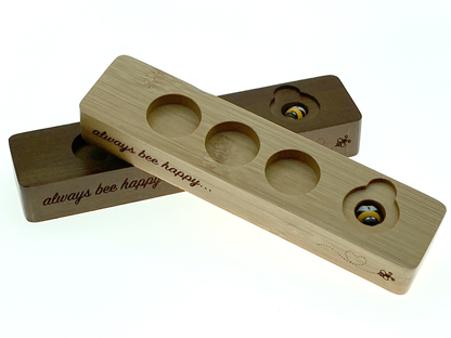 Bee Gift Set - Bee Revival Kit including Syrup, Bamboo Bottle Holder (with cute bee food tray) with 3 bottles filled with seeds