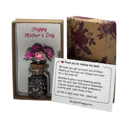 Mini "Flower in a box" with paper flowers, and wildflower seeds