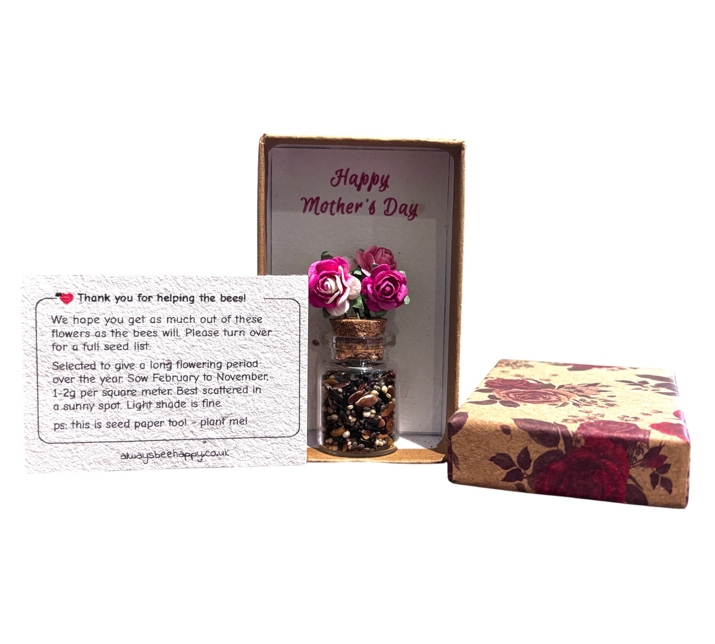 Mini "Flower in a box" with paper flowers, and wildflower seeds